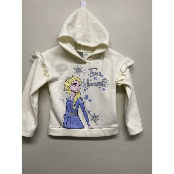 Disney Frozen 2Toddler Girls Elsa Cozy Fleece Pullover Sweatshirt White Small 6X - Picture 1 of 8